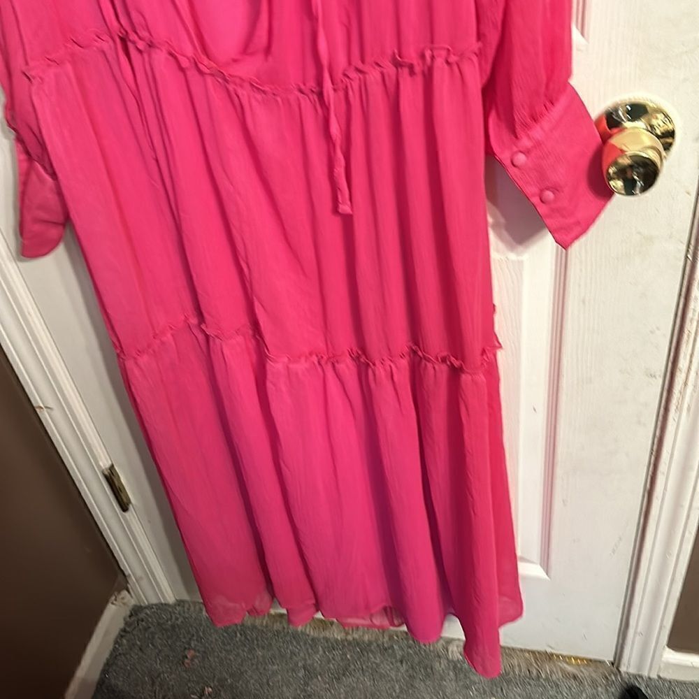 TopShop Premium TieredBrightPinkThrowOnMaxi DressNWOT XSmall. - Picture 8 of 12